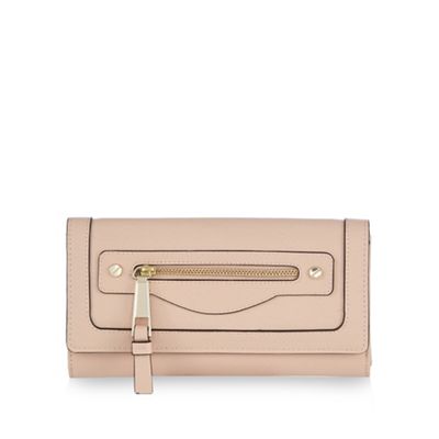 Pale pink zip pocket large purse